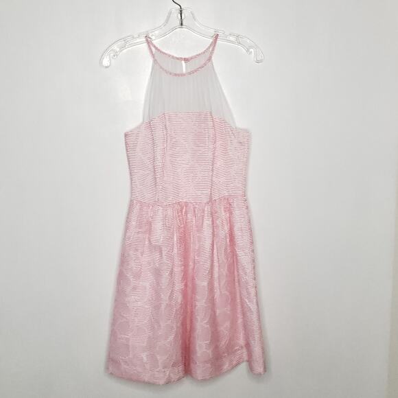 Lilly Pulitzer Kailey Dress Pink Fit & Flare Party Chiffon Neck Women 4 - Picture 11 of 13